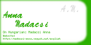 anna madacsi business card